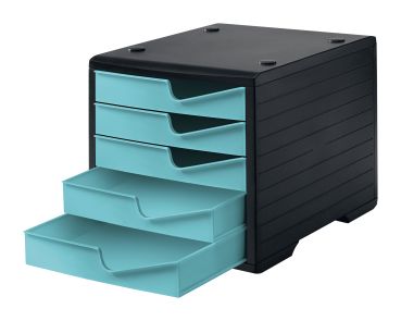 STYRO styroswingbox mit 5 Schubl. 275-8430.5292 aqua/Gehäuse schwarz