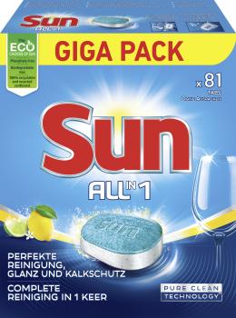 SUN Geschirrspül-Tabs 81 Tabs 68546279 All in 1, Complete Lemon