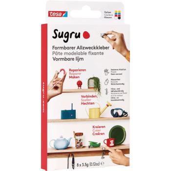 TESA Klebeknete Sugru 8 41284-00001 rot,blau,gelb,schw,ws 3x3.5g