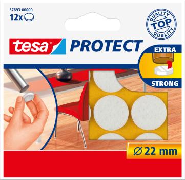 TESA Filzgleiter Protect 22mm 578930000 weiss, rund 12 Stück