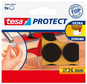 TESA Filzgleiter Protect 26mm 578940000 braun, rund 9 Stück