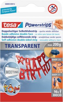 TESA Powerstrips Deco 16 Stück 588000001 transparent, doppelseitig