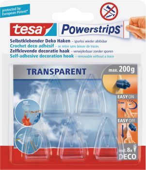 TESA Powerstrips Deco Haken 589000001 transparent 5 Haken/8 Strips