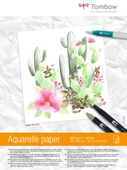 TOMBOW Aquarellblock 24x32mm PB-AQUA 300g, 15 Blatt