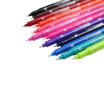 TOMBOW Fasermaler TwinTone Marker WS-PK-12P-1 Helle F. 12-tlg.