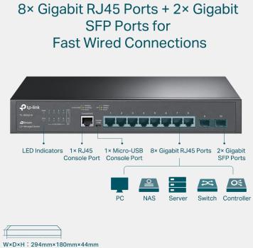 TP-LINK TL-SG3210 TL-SG3210 JS 8Port GB L2+, 2 SFP Slots