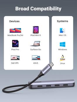 Ugreen usb-c hub 5in1, silver 20197 hdmi,4xusb-a (bb) - Ugreen-20197-6957303821976-03.jpg