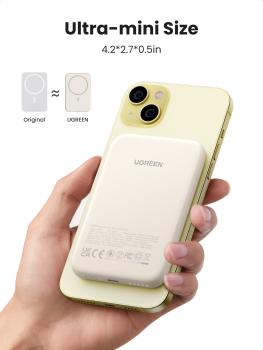 Ugreen magnetic power bank 5000mah 25207 15w, wireless, beige - Ugreen-25207-6941876222070-07.jpg