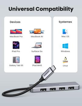 Ugreen usb-c hub 4in1, silver 70336 4xusb-a - Ugreen-70336-6957303873364-05.jpg