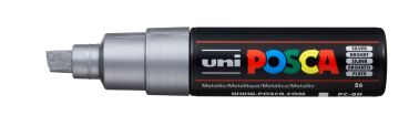 UNI-BALL Posca Marker 8mm PC-8K SILVER MET silber, Keilspitze