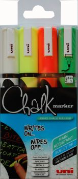 UNI-BALL Chalk Marker 1,8-2,5mm PWE5M.4C.1 4 Farben, Etui