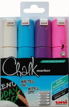 UNI-BALL Chalk Marker 8mm PWE8M.4C.2 4 Farben, Etui