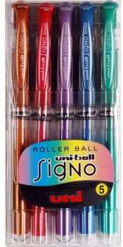 UNI-BALL Gelroller Signo broad 0.65mm UM-153MET-5C 5 Farben metallic