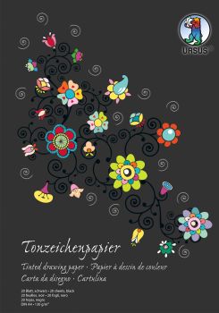 URSUS Tonzeichenpapier-Block A4 2134690SE 130g, schwarz 20 Blatt