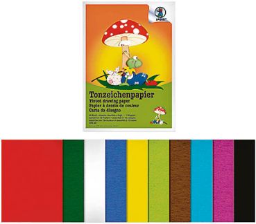 URSUS Tonzeichenpapier A4 2134699 130g, 10 Farben ass. 20 Blatt