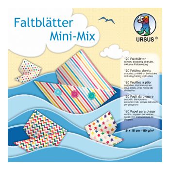 URSUS Faltblätter Origami 15×15cm 3005599 Mini Mix ass. 120 Blatt