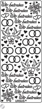 URSUS Kreativ Sticker 59110028 Wir heiraten silber