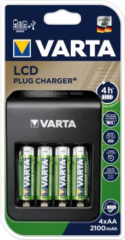 Varta lcd plug charger 56706 57687101441 avec 4x aa, 2100mah - Varta-57687101441-4008496988303