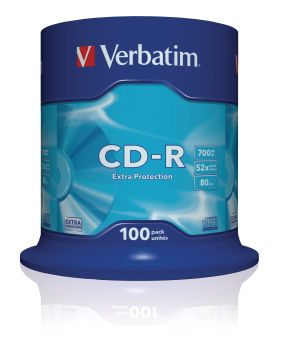 VERBATIM CD-R Spindle 80MIN/700MB 43411 52x extra Protection 100 Pcs