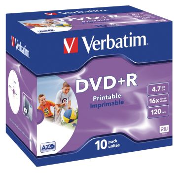 VERBATIM DVD+R Jewel 4.7 GB 43508 16x print IW 10 Pcs