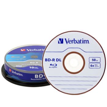 VERBATIM BD-R Spindle whi./blue 50GB 43746 6x DL Scratchgrd+ 10 Pcs