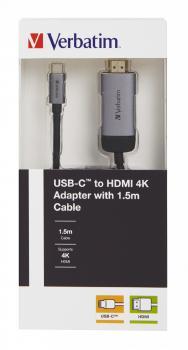 VERBATIM USB-C to HDMI Adapter 49144 USB 3.1 / HDMI 1.5M CABLE