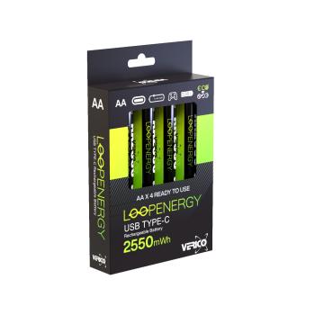 VERICO LoopEnergy Akku USB-C 1UDBT-A1WEAC AA/LR06 (1700mAh) 4 Stück