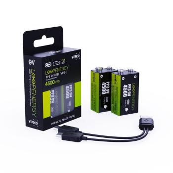 VERICO LoopEnergy Akku USB-C 1UDBT-A3WEB2 9V/6LR61 (500mAh) 2 Stück