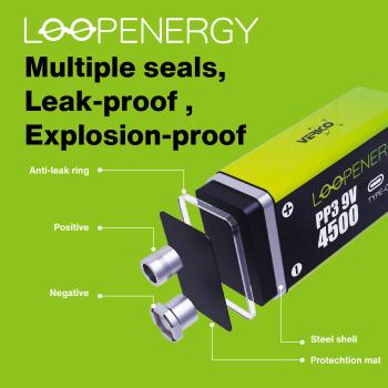 VERICO LoopEnergy Akku USB-C 1UDBT-A3WEB2 9V/6LR61 (500mAh) 2 Stück