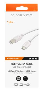 VIVANCO USB C to USB B Kabel 45355 1.8m