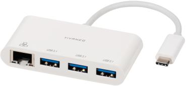 VIVANCO Hub USB-C - RJ45, 3x USB 3.1 45388