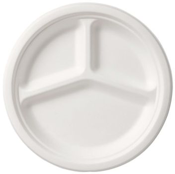 WEBSTAR Menuteller 3-Teilig 26cm 26640 weiss, Bagasse 50 Stück