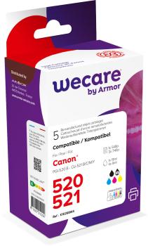 WECARE Multi rebuilt 520/521 BKCMY CLI-521PACKWE z.Canon PIXMA MP 980 19/4x9ml