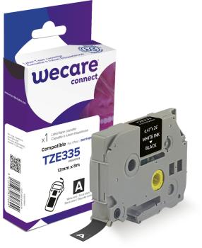 WECARE Band, laminiert weiss/schwarz TZe-335WE ersetzt Ptouch Tze-335 12mm