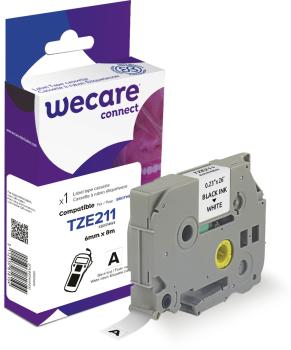 WECARE Band, laminiert schwarz/weiss Tze-211WE ersetzt Ptouch Tze-211 6mm