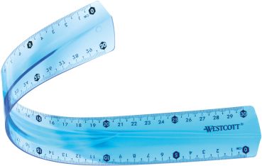 WESTCOTT Lineal, flexibel E-1022200 30cm blau/rot/grün