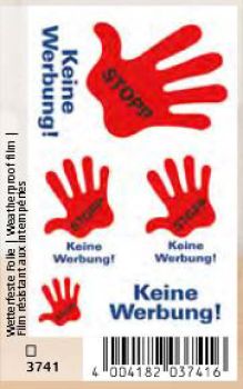 Z-DESIGN Hinweis-Schild 76x120mm 3741 STOPP KEINE WERBUNG 5 St.