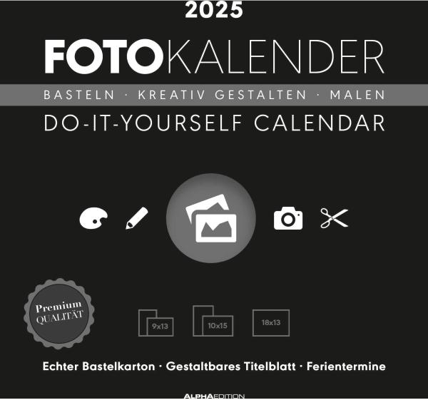 ALPHA EDITION Bastelkalender 2025 104190 schwarz 21x22cm