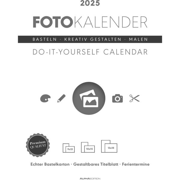 ALPHA EDITION Foto-Bastellkalender 2025 104191 1M/1S weiss ML 21x29.7cm