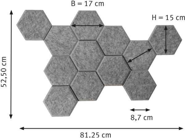 APOLLO Akustik-Waben 17x15cm VAWB15/5 grau 12 Stück