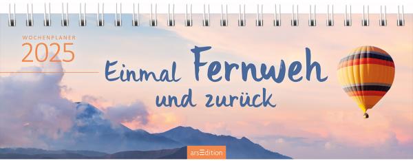 ARS EDITION Tischkalender 2025 13378 Fernweh 1M/1S DE 29.7x11.5cm