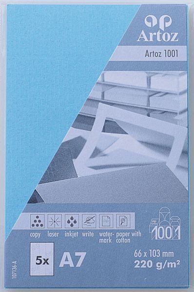 ARTOZ Visitenkarten 1001 A7 107136143 220g, azur 5 Blatt