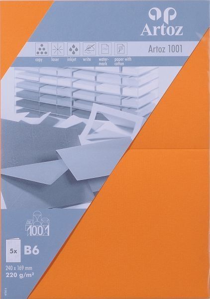 ARTOZ Karten 1001 B6 107362265 220g, orange 5 Blatt