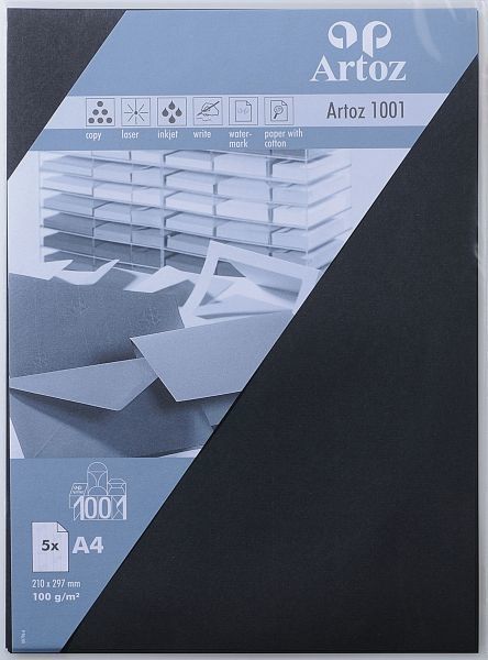 ARTOZ Papier 1001 A4 107796142 100g, schwarz 5 Blatt