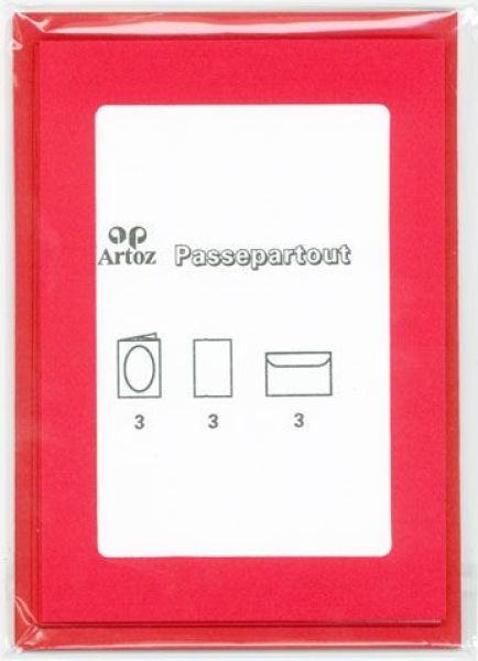 ARTOZ Papier 1001 Passepartout A6 11012517 100/220g, rot 3 Blatt