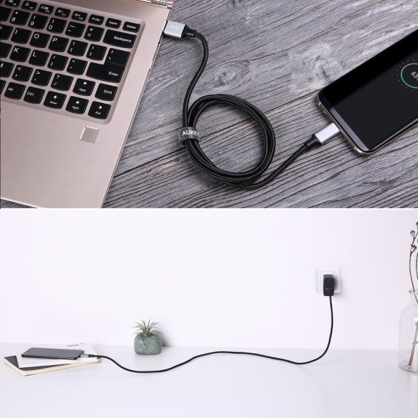 AUKEY ImpulseCable USB-A-to-C bl. CB-CD2 1.0 m Nylon Alu