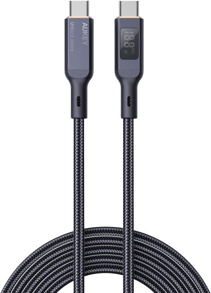 AUKEY Cable USB-C-to-C,LCD Display CB-MCC101 1.0m,Nylon Braided,100W,Bl.