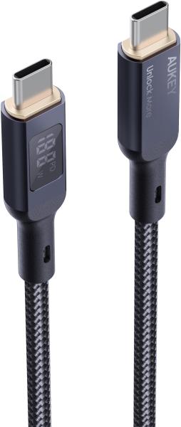 AUKEY Cable USB-C-to-C,LCD Display CB-MCC101 1.0m,Nylon Braided,100W,Bl.