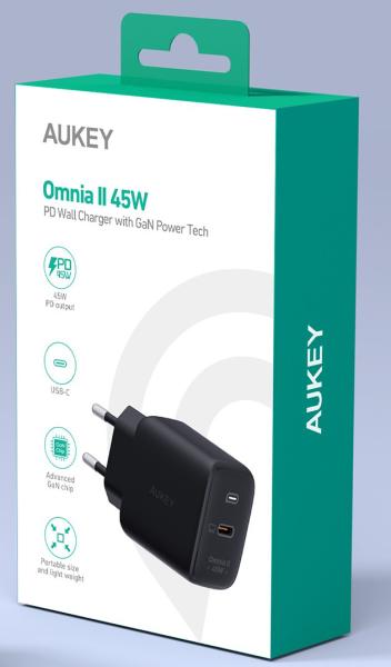 AUKEY Omnia II 45W GaN PD 1-Port PA-B2T BK USB-C Wall Charger