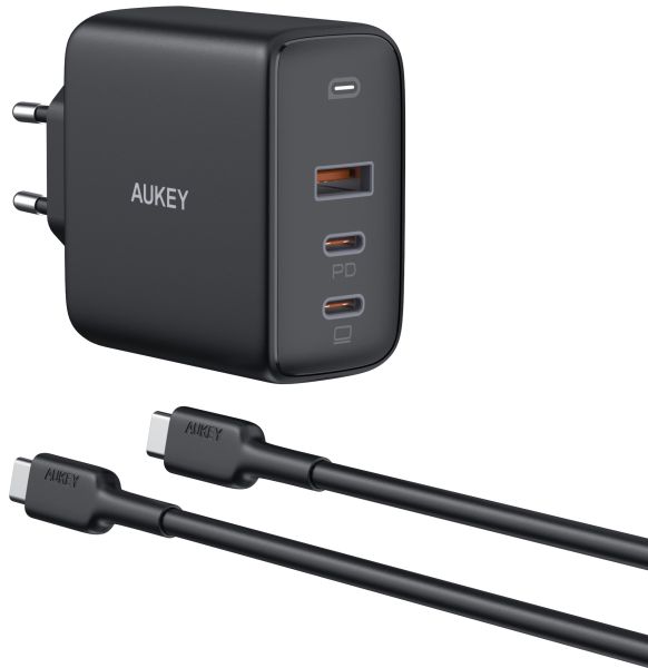 AUKEY Omnia Mix3 90W 3-Port PD GaN PA-B6S Bundle 3-Port 2xUSB-C&1xUSB-A&Cable